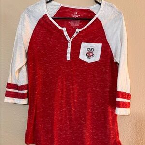 Colosseum Red and White Badgers 3/4 Long Sleeve Tee